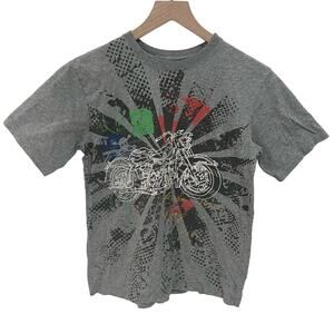 Boys Gray Motorcycle Graphic T Shirt